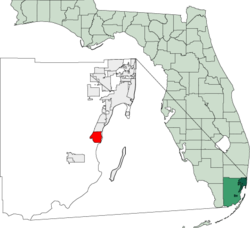Map of Florida highlighting Cutler Bay
